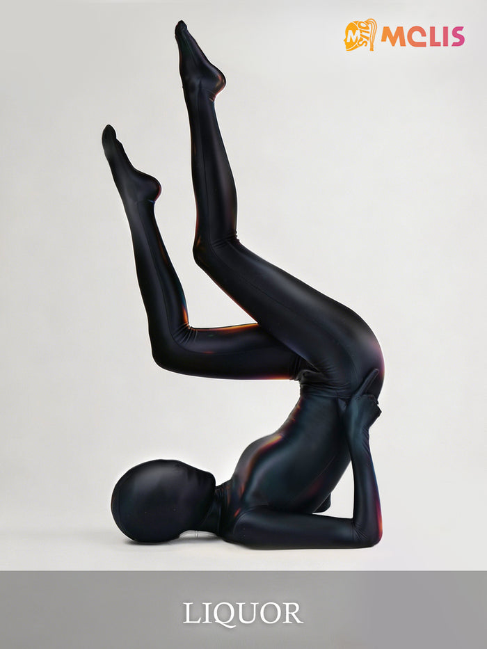 Dark glossy full catsuit zentai by InTheMask by MOLIS, high-shine and form-fitting for a sleek, stylish look.