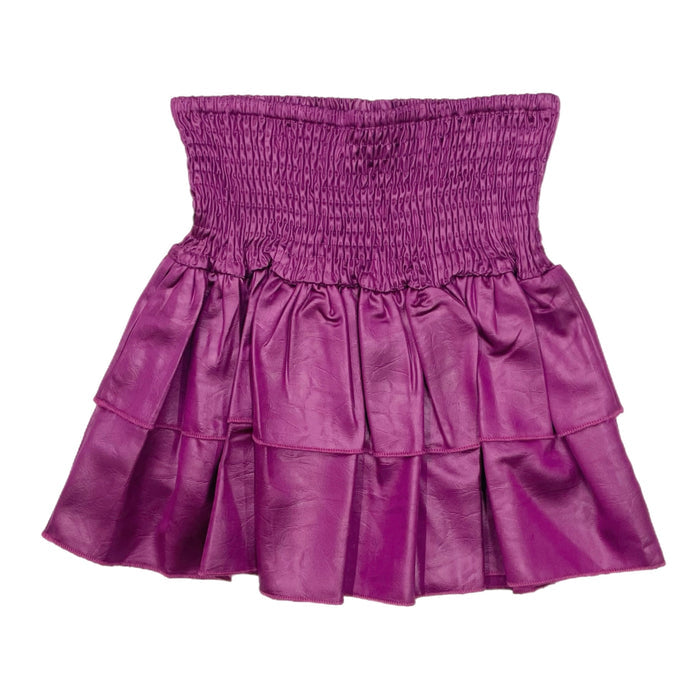 Little Olin Fuchsia Metallic Smocked Ruffle Mini Skirt