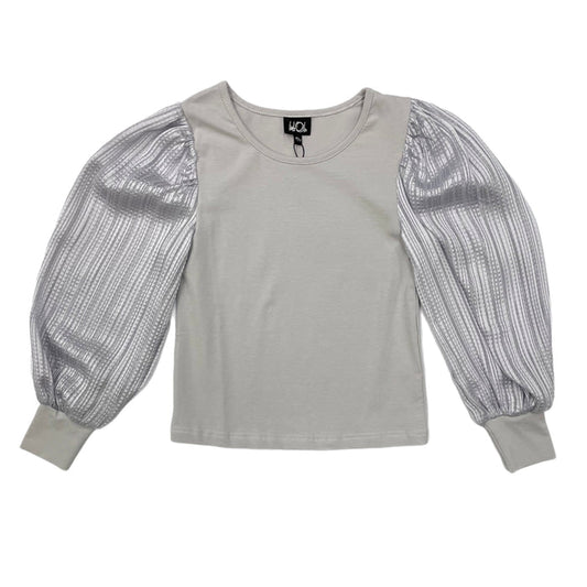 Little Olin Grey Textured Sleeve Top