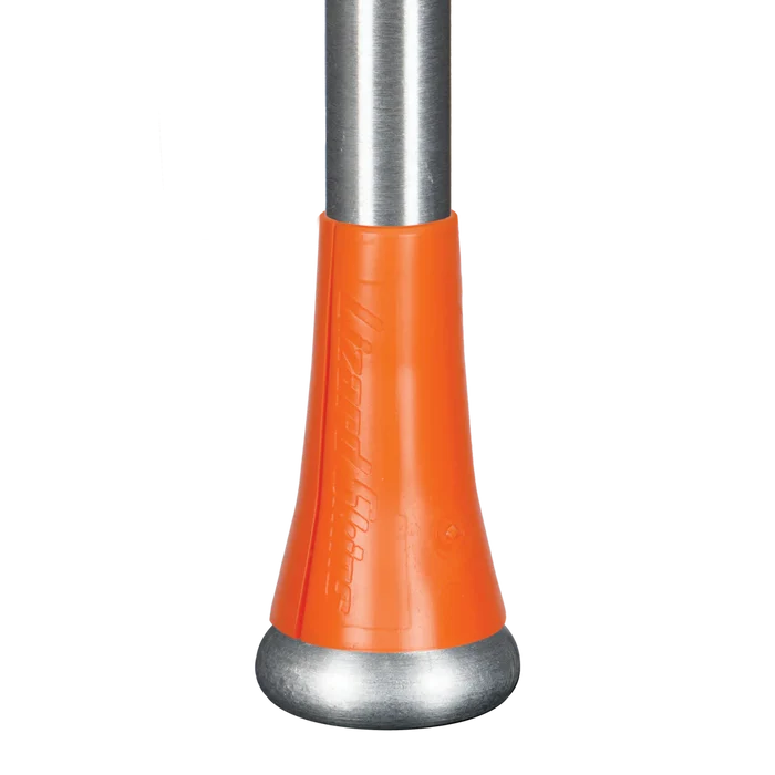Close-up of the Lizard Skins D3O Bat Taper - Flared (BATD-100), featuring a flared orange grip cover that enhances bat control and reduces vibration, by Lizard Skins.