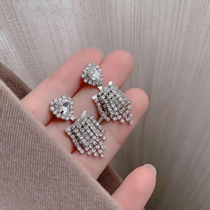 Long Tassel Heart-shaped Earrings 1pair
