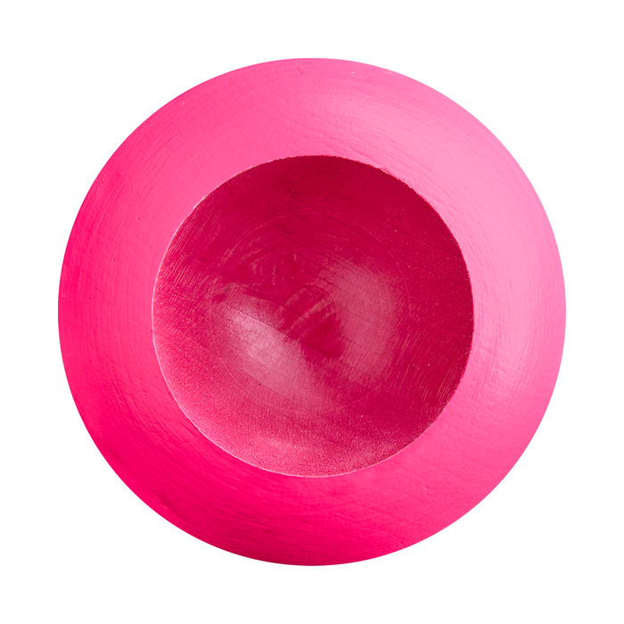 A vibrant, neon pink wooden baseball bat—the Louisville Slugger Genuine MIX Neon Pink Wood Baseball Bat (WBL4190010) by Louisville Slugger—evoking the same energetic hue as a striking pink bowl, is pictured from above against a white background.
