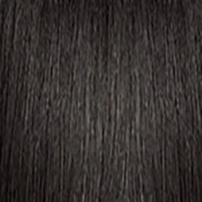 SENSATIONNEL Lulu Bun Updo wig dark straight synthetic hair texture swatch in deep brown black shade