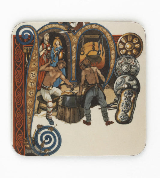Mabinogion initial letter coaster 'Manawyden fab Llŷr'