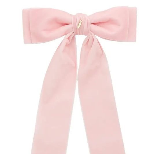 Madeline Velvet Long Tail Bow-Lt. Pink