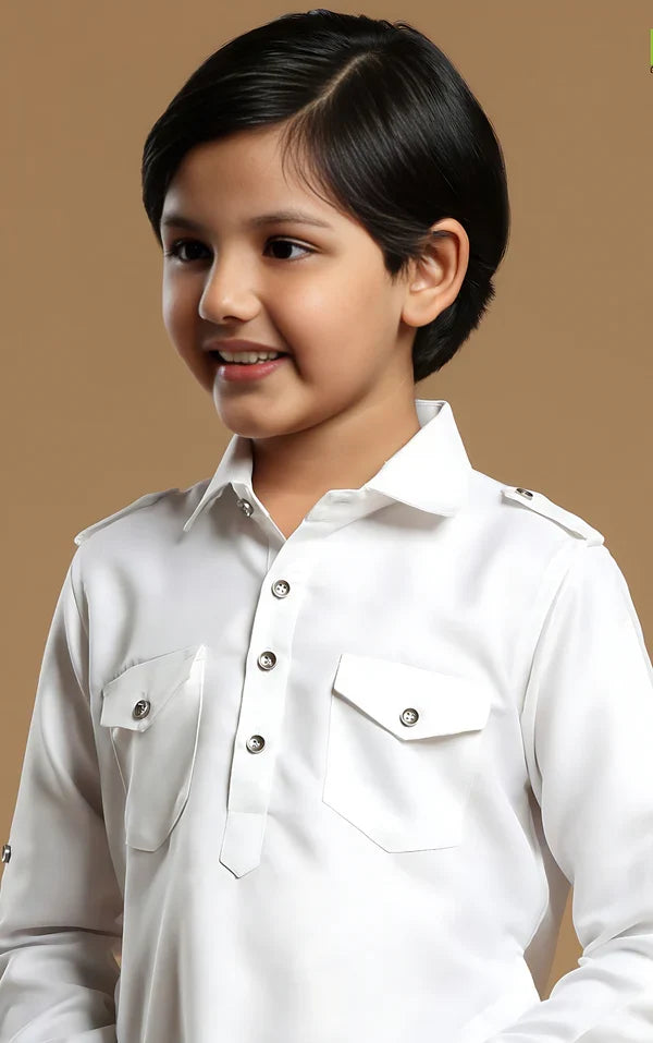 MC FS 09 Solid White Kurta Pajama