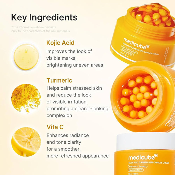 Medicube Kojic Acid Turmeric Vita Capsule Cream 53g كريم كبسولات كوجيك تورميريك فيتا من ميديكوب - Princess Cosmetics Qatar