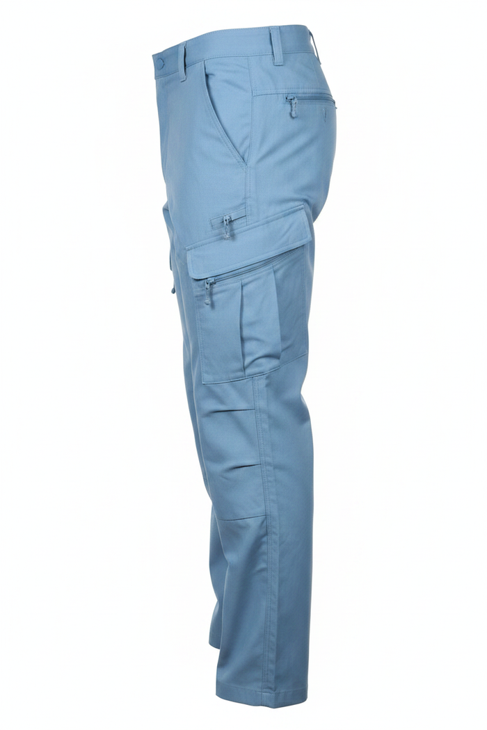 Men's Light Blue Tactical Cargo Pants - Side View