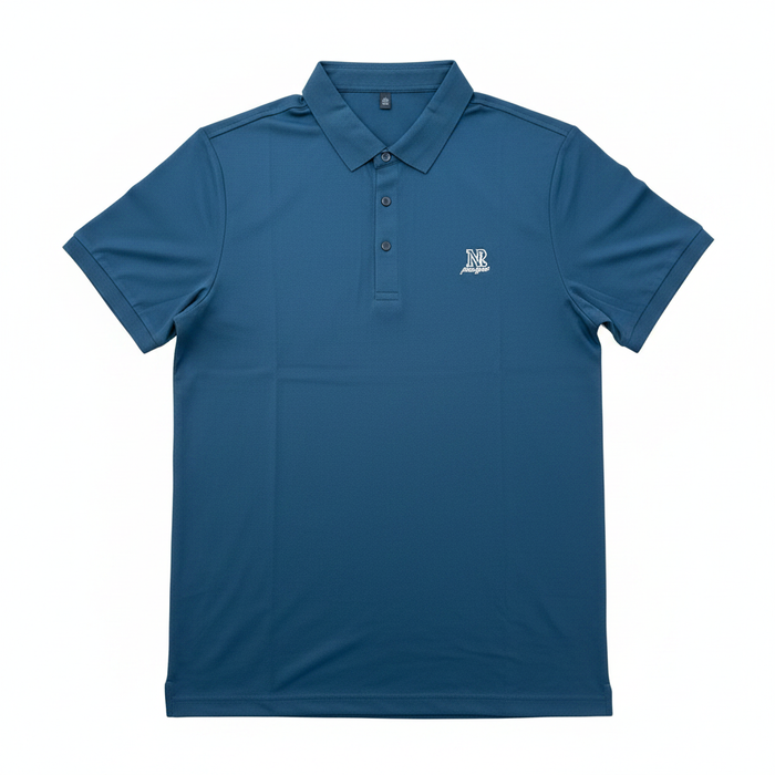 Men's Premium Polo Shirt Steel Blue - white background