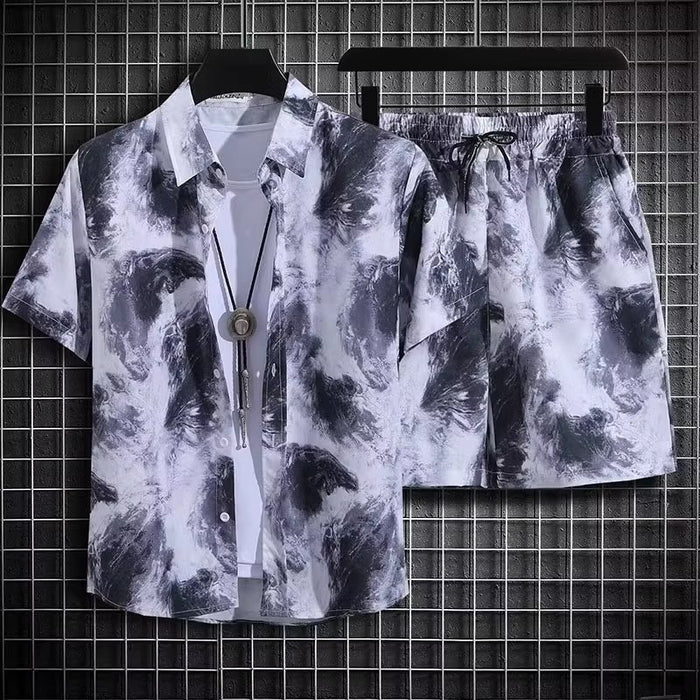 Men's Summer Beach Quick-dry 2-Piece Set — Floral Shirt & Shorts