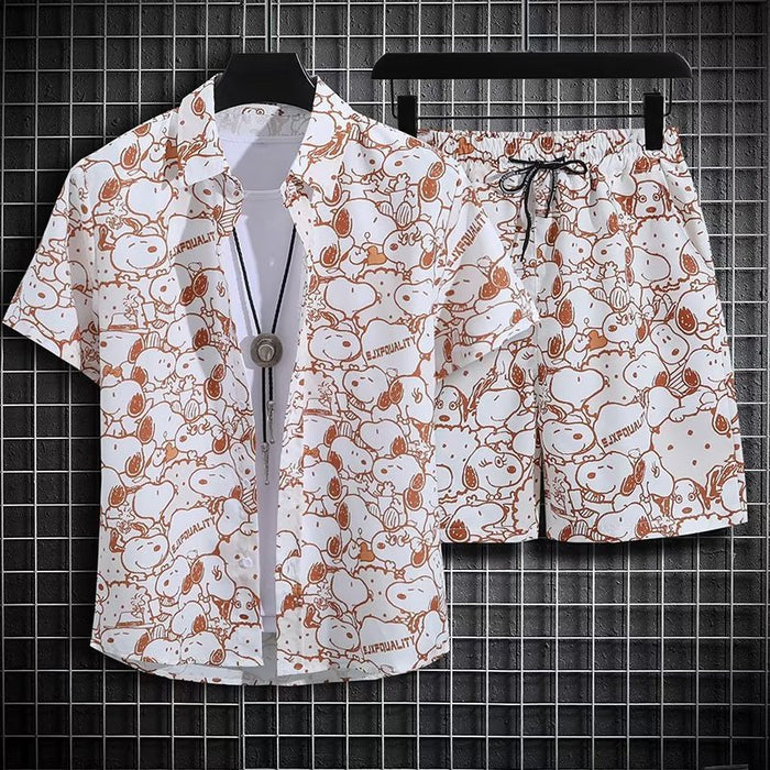 Men's Summer Beach Quick-dry 2-Piece Set — Floral Shirt & Shorts