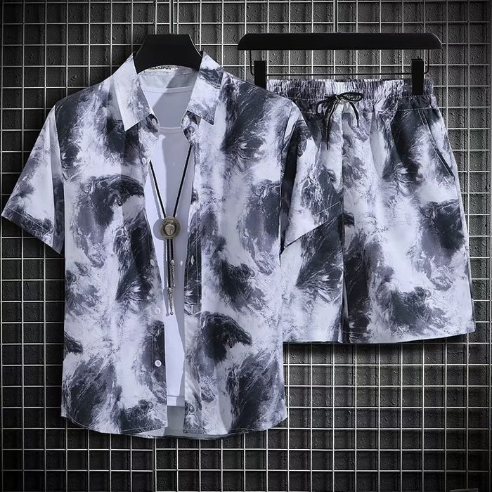 Men's Summer Beach Quick-dry 2-Piece Set — Floral Shirt & Shorts