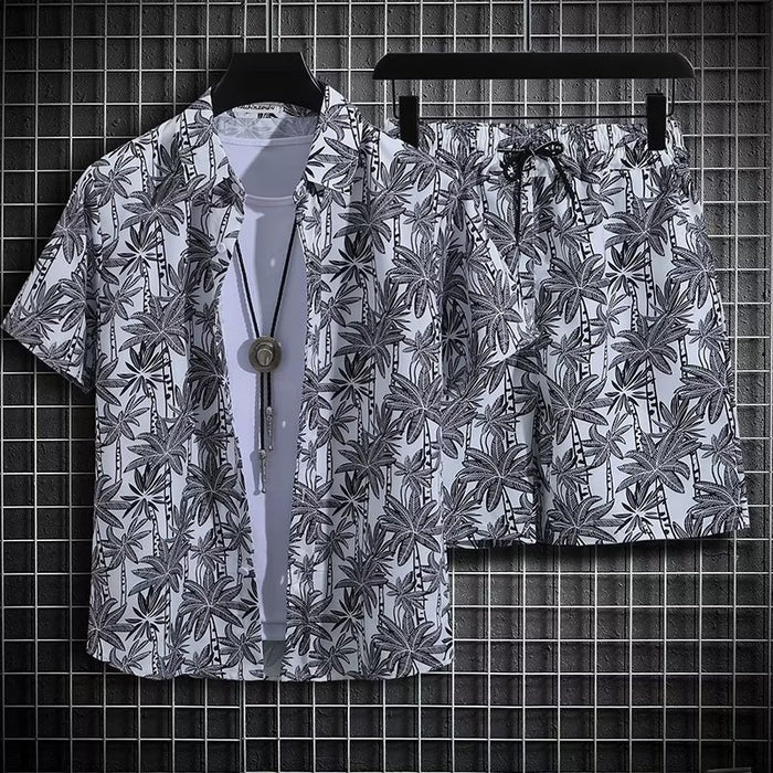 Men's Summer Beach Quick-dry 2-Piece Set — Floral Shirt & Shorts