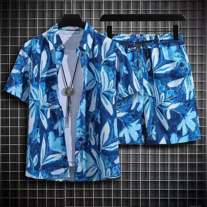 Men's Summer Beach Quick-dry 2-Piece Set — Floral Shirt & Shorts