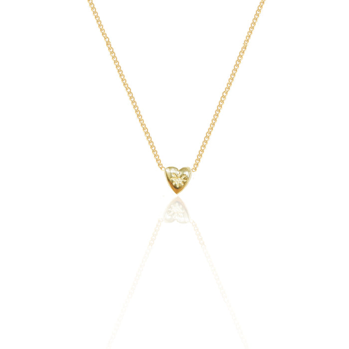 Gold mini heart charm on fine chain Made in Bali from recycled sterling silver