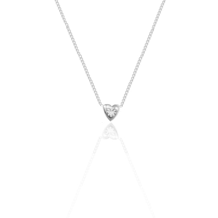Luna & Rose Mini Heart 'Love Puff' Necklace - Silver