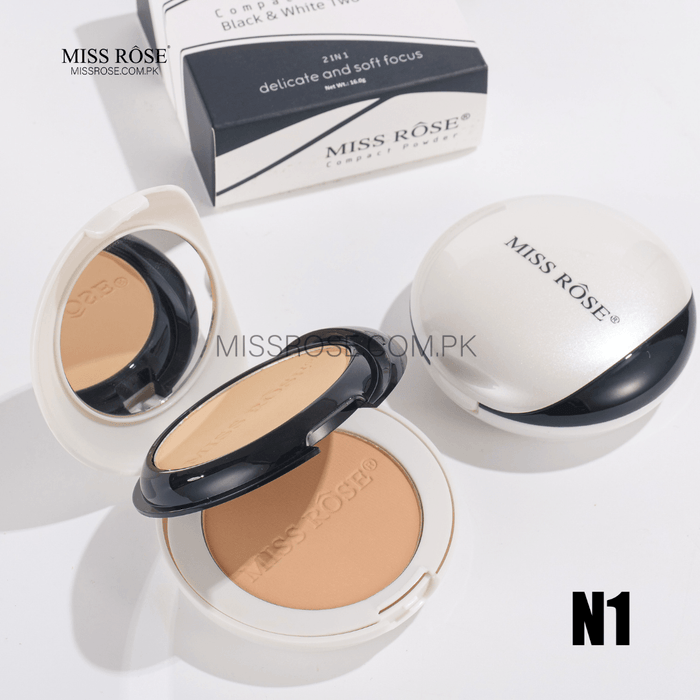 Miss Rose Black & White Two-Tone compact Powder | Miss Rose Com Pk | Official Store In Pakistan | 100% Authentic Makeup Products