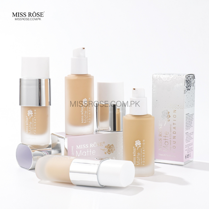 Full coverage matte foundation shade swatches by Miss Rose Pakistan