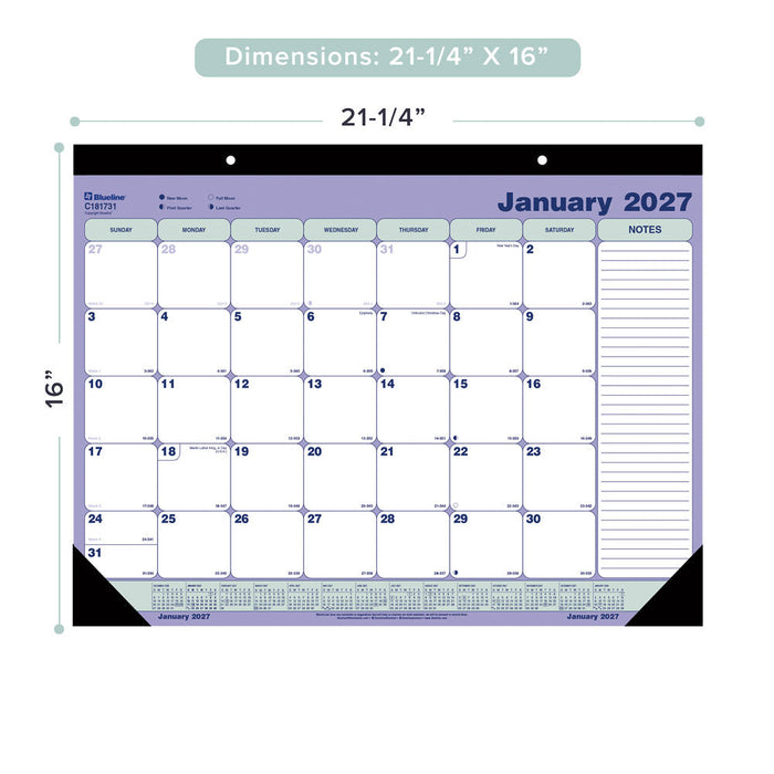 Monthly Desk Pad Calendar, 2027 C181731-27 Blueline
