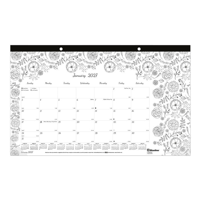 Monthly Desk Pad Calendar, DoodlePlan™, 2027 C2917001-27 Blueline