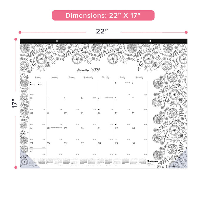 Monthly Desk Pad Calendar, DoodlePlan™, 2027 C2917311-27 Blueline