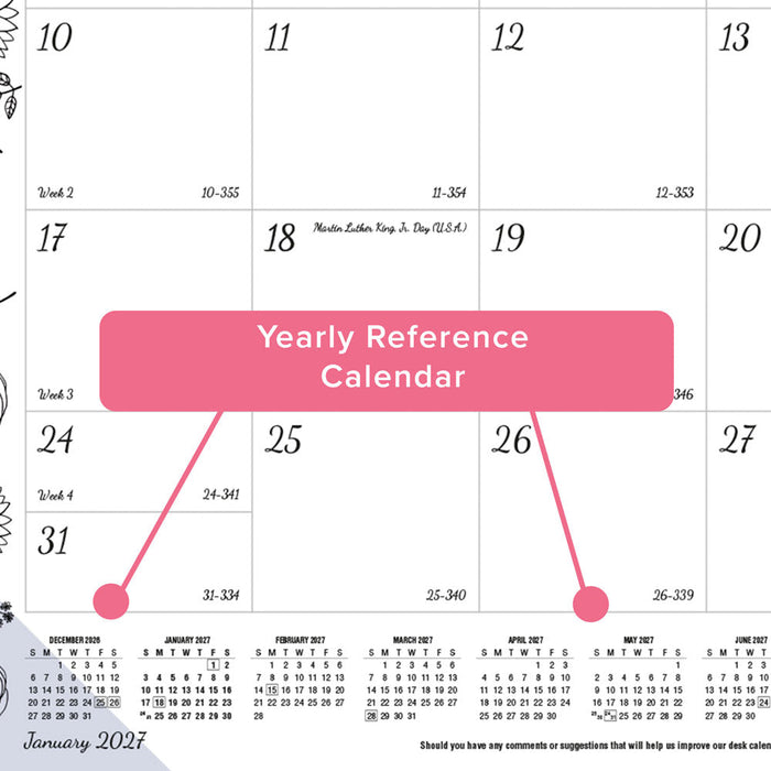 Monthly Desk Pad Calendar, DoodlePlan™, 2027 C2917311-27 Blueline