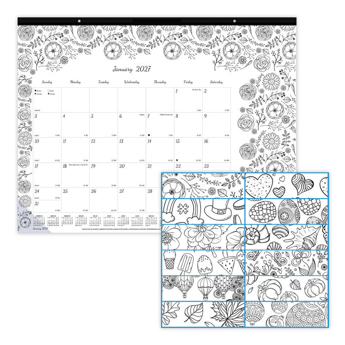 Monthly Desk Pad Calendar, DoodlePlan™, 2027 C2917311-27 Blueline