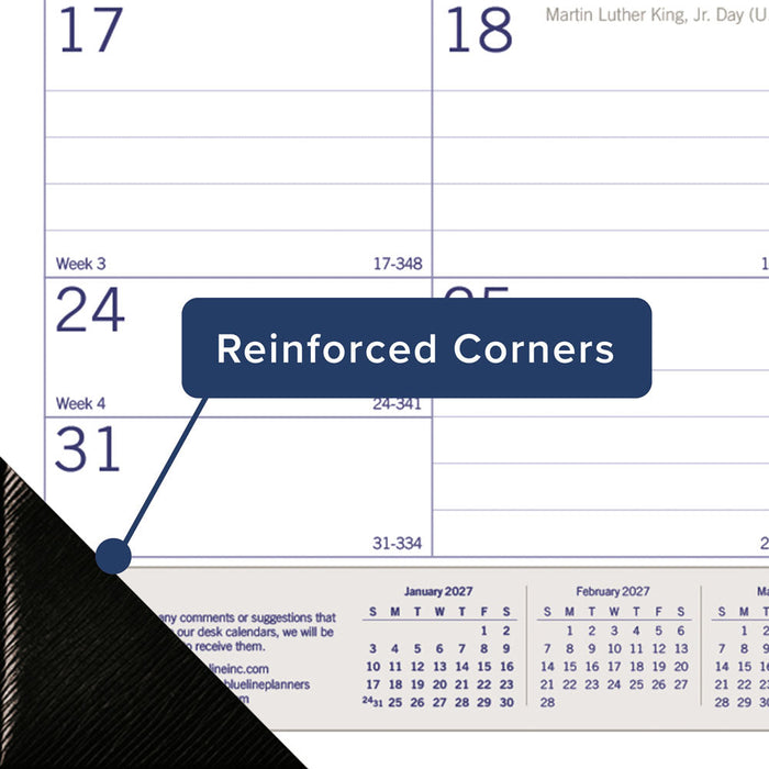 Monthly Desk Pad Calendar, DuraGlobe™, 2027 C177227-27 Blueline