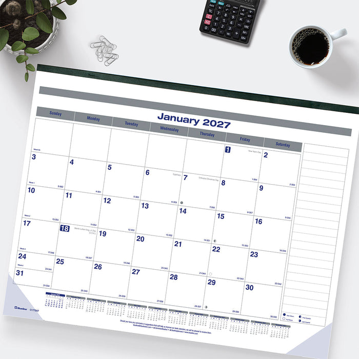 Monthly Desk Pad Calendar, Net Zero Carbon™, 2027 C177847-27 Blueline