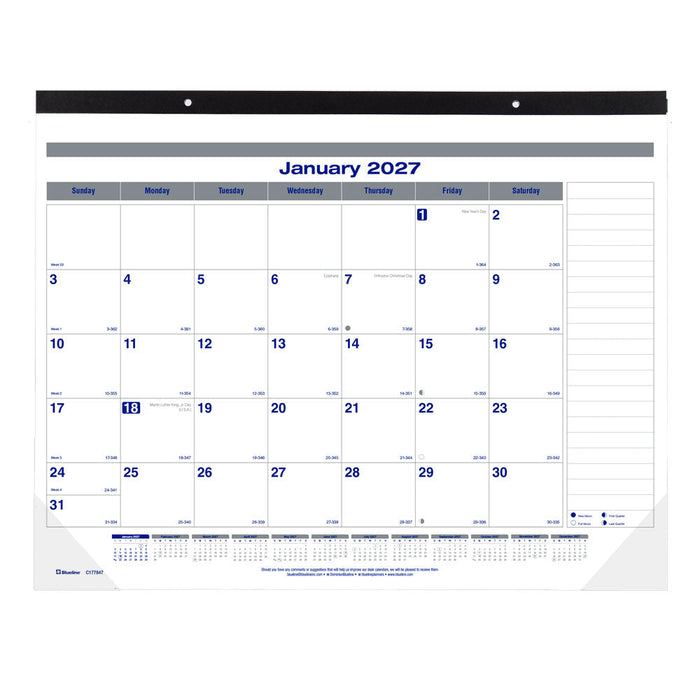 Monthly Desk Pad Calendar, Net Zero Carbon™, 2027 C177847-27 Blueline