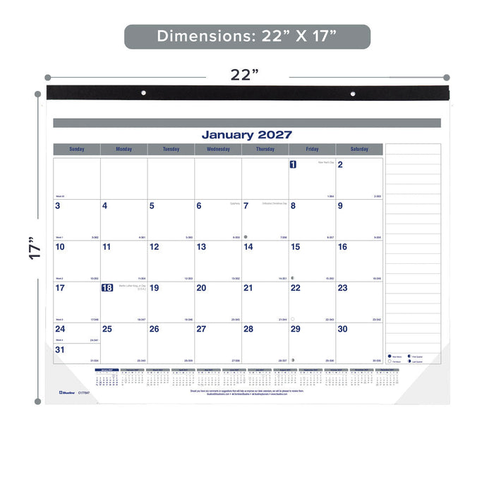 Monthly Desk Pad Calendar, Net Zero Carbon™, 2027 C177847-27 Blueline