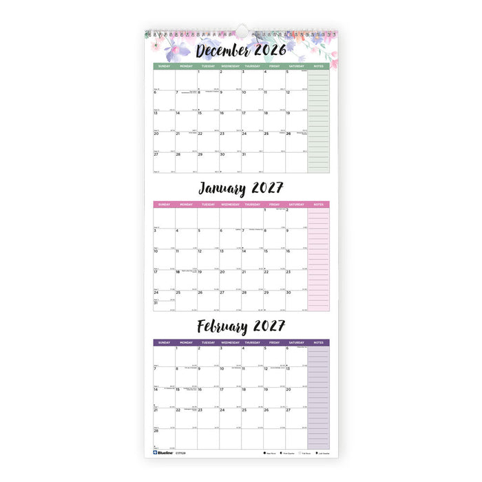 Monthly Wall Calendar, 2027 C171129-27 Blueline