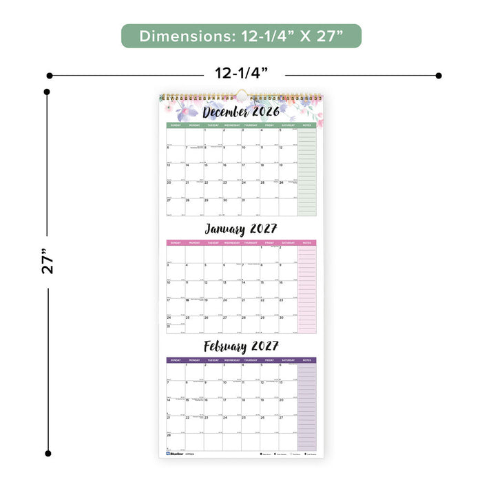 Monthly Wall Calendar, 2027 C171129-27 Blueline