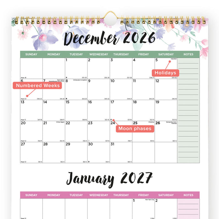 Monthly Wall Calendar, 2027 C171129-27 Blueline