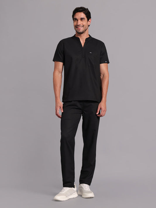 Move Lite Men Black (Mandarin Neck) Scrub Set