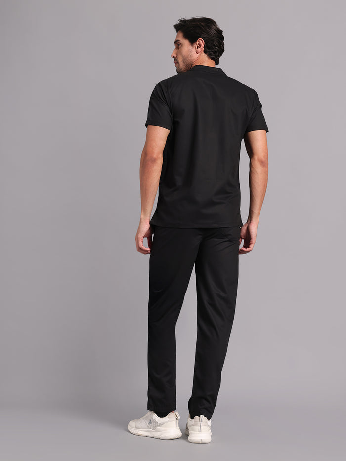 Move Lite Men Black (Mandarin Neck) Scrub Set