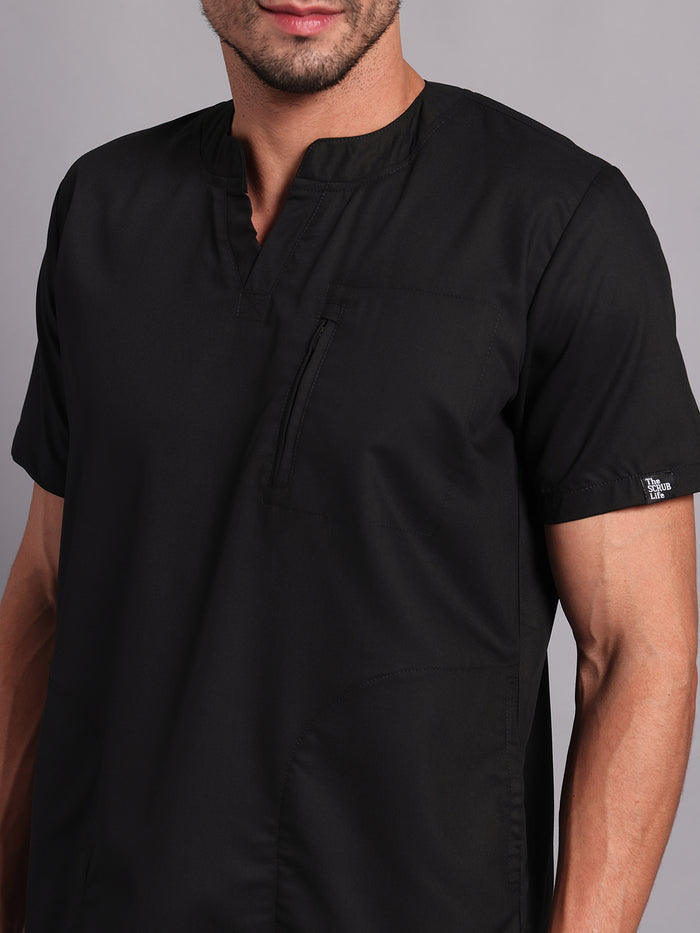 Move Lite Men Black (Neo Notch Neck) Scrub Set