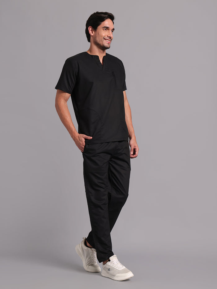 Move Lite Men Black (Neo Notch Neck) Scrub Set