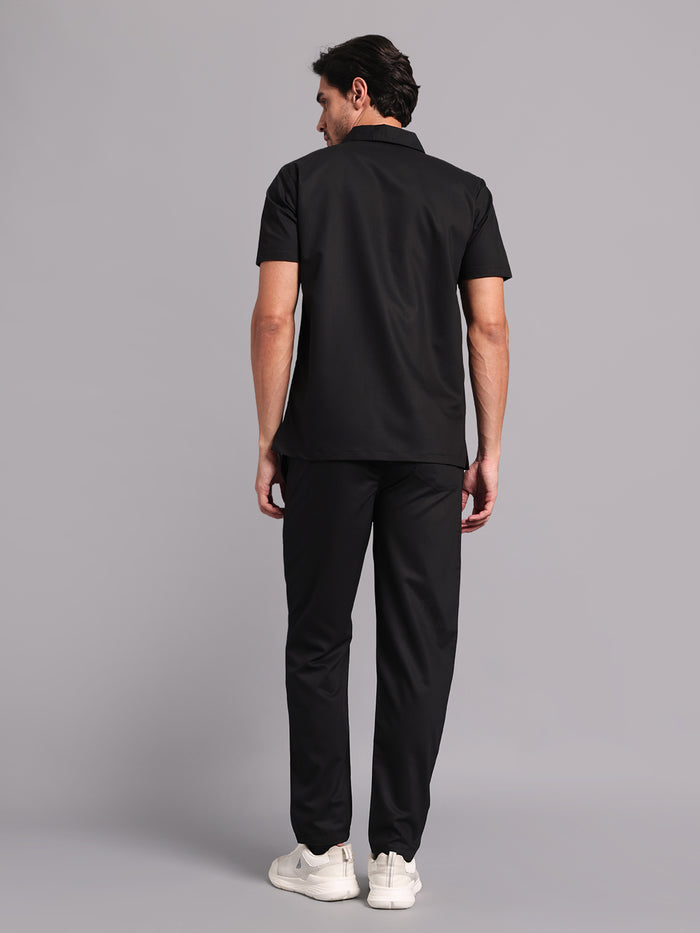 Move Lite Men Black (Polo Neck) Scrub Set
