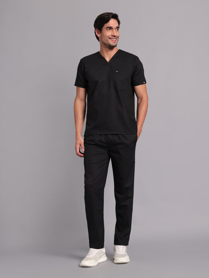 Move Lite Men Black (V Neck) Scrub Set