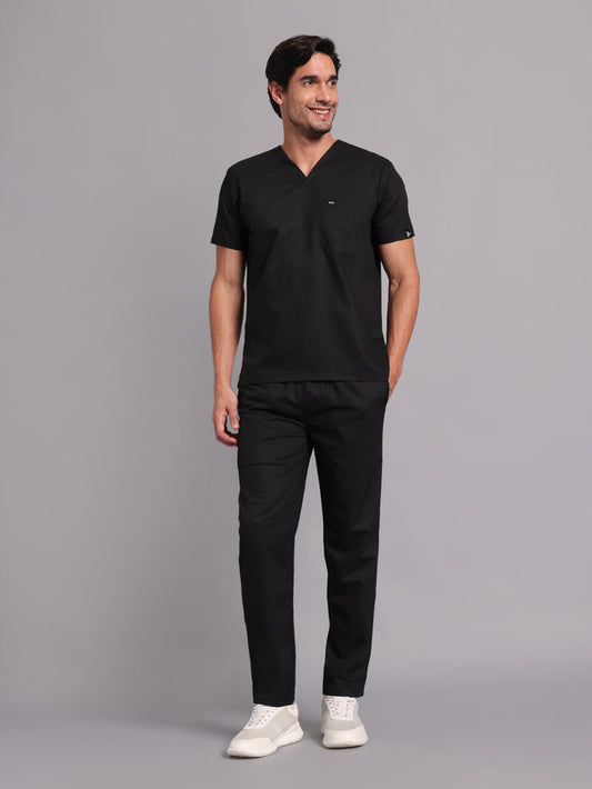 Move Lite Men Black (V Neck) Scrub Set