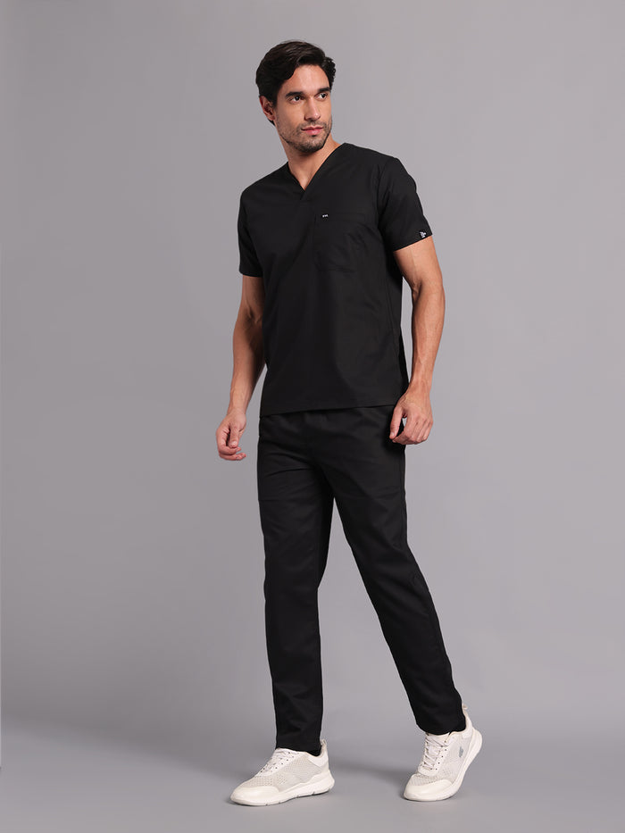 Move Lite Men Black (V Neck) Scrub Set