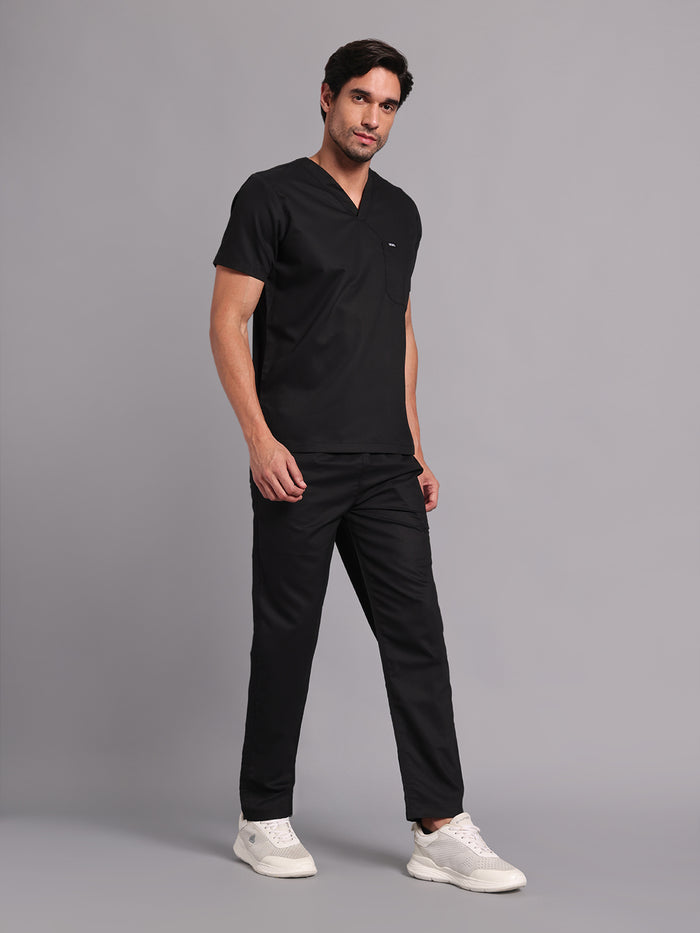 Move Lite Men Black (V Neck) Scrub Set