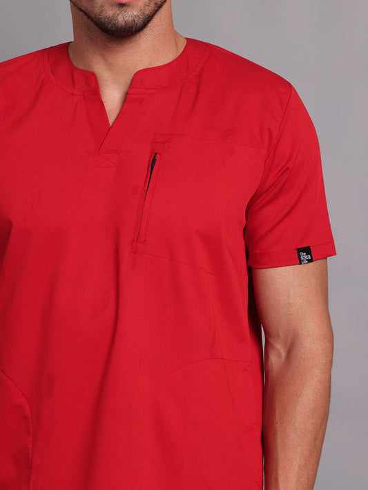Move Lite Men Ember Red (Neo Notch Neck) Scrub Set