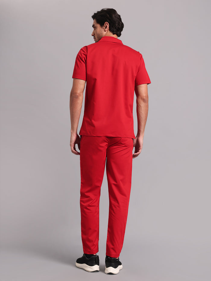 Move Lite Men Ember Red (Polo Neck) Scrub Set