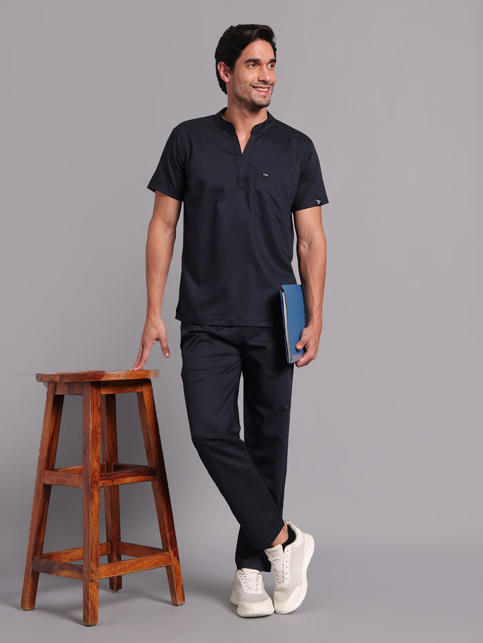 Move Lite Men Ink blue (Mandarin Neck) Scrub Set