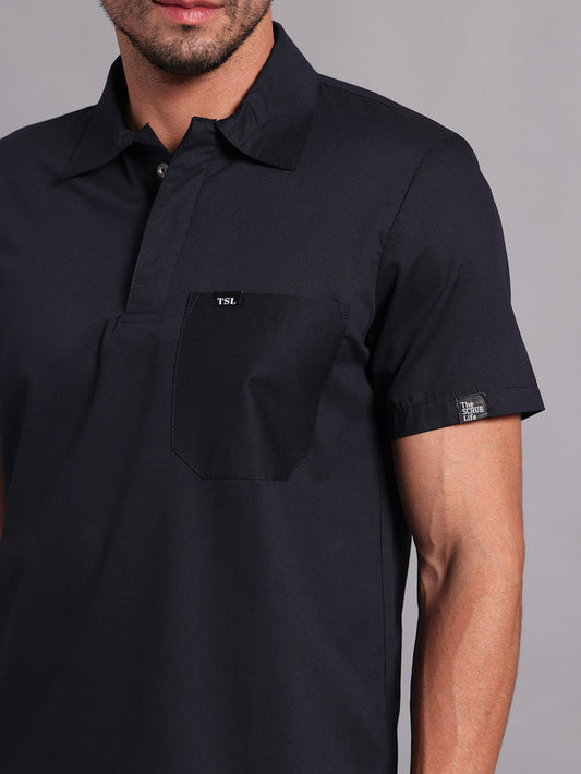 Move Lite Men Ink Blue (Polo Neck) Scrub Set