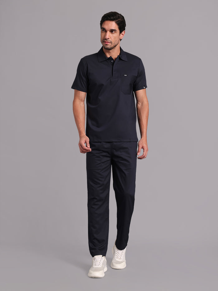 Move Lite Men Ink Blue (Polo Neck) Scrub Set
