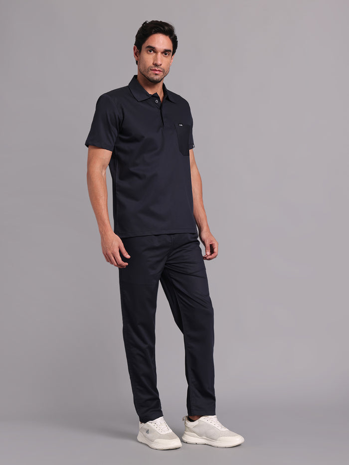 Move Lite Men Ink Blue (Polo Neck) Scrub Set