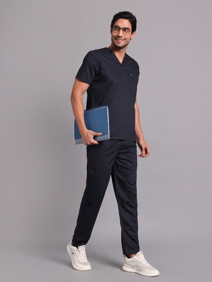 Move lite Men Ink blue (V Neck) Scrub Set